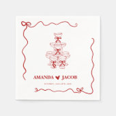 Red Champagne Tower Wedding Custom Serviette (Vorderseite)