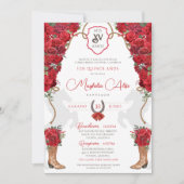Red Charro Country Western Ranch Stil Quinceañera Einladung (Vorderseite)