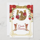 Red Charro Dress & Mexican Boots Girl Sweet 15. Einladung (Rückseite)