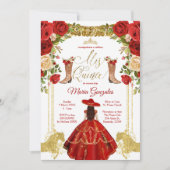 Red Charro Kleid und Stiefel mexikanische Mis Quin Einladung (Vorderseite)