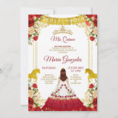 Red Charro Mexican Charra Mis XV Anos Einladung (Vorderseite)