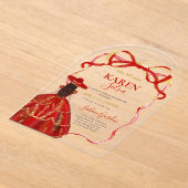 Red Charro Quinceanera Acrylic Invitation Acryleinladungen (Ablage )