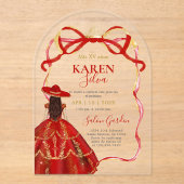 Red Charro Quinceanera Acrylic Invitation Acryleinladungen (Vorderseite)