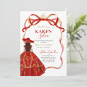 Red Charro Quinceanera Invitation Einladung (Stehend Vorderseite)