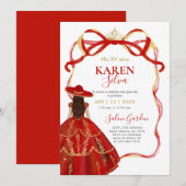 Red Charro Quinceanera Invitation Einladung (Vorne/Hinten)
