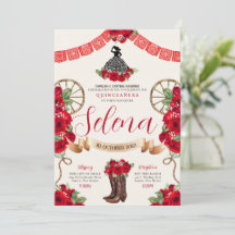 Red Charro Quinceanera Papel Picado Western Rose