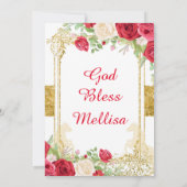 Red Charro Rose und Gold Mexiko Geburtstag Einladung (Rückseite)