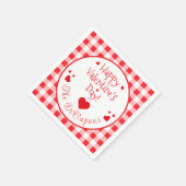 Red Check Red Hearts Valentine's Day Paper Napkin Serviette (Ecke)