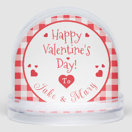 Red Check Red Hearts Valentine's Day PHOTO Schneekugeln