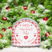 Red Check Red Hearts Valentine's Day PHOTO Schneekugeln (Weihnachten)