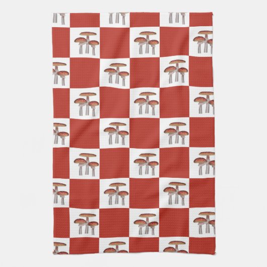 Red check with mushroom geschirrtuch (Vertikal)