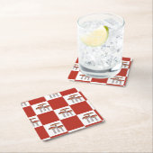 Red check with mushroom rechteckiger pappuntersetzer (Vor Ort)