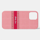 Red Checked Case mit Ihrem Namen (Rückseite (Horizontal))