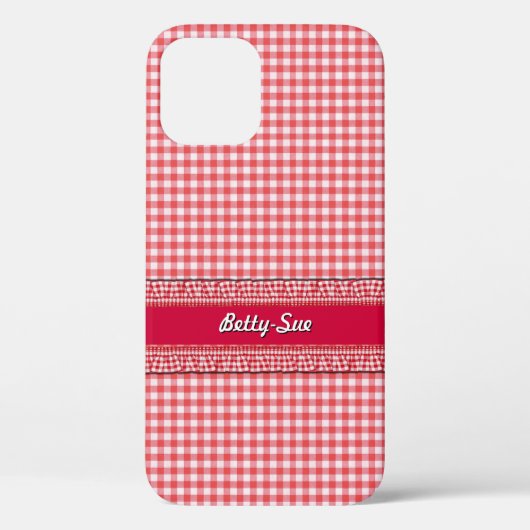 Red Checked Case mit Ihrem Namen (Rückseite)