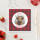 Red Checked Christmas Highlander Cow Serviette (Beispiel)