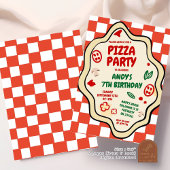 Red Checked Pizza Party Italienischer Kindergeburt Einladung
