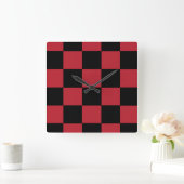 Red Checker Clock Quadratische Wanduhr (Zuhause)