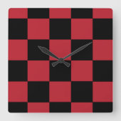 Red Checker Clock Quadratische Wanduhr (Vorderseite)