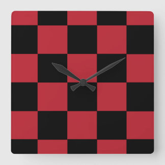 Red Checker Clock Quadratische Wanduhr