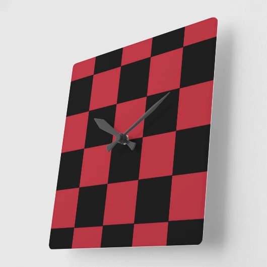 Red Checker Clock Quadratische Wanduhr (Winkel)