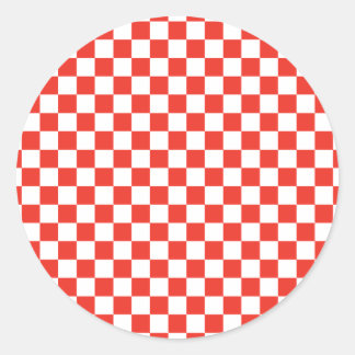 Red Checkerboard Runder Aufkleber