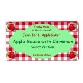 Red Checkerboard und Apple Canning Jar Label (Vorne)