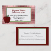 Red Checkerboard und Apple Teacher's Visitenkarte (Vorne/Hinten)