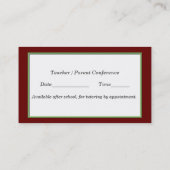 Red Checkerboard und Apple Teacher's Visitenkarte (Rückseite)