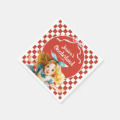 Red Checkered Alice in ONEDERLAND 1st Birthday Serviette (Ecke)