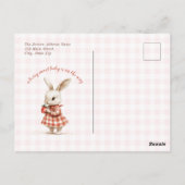 Red Checkered Garden Berry Sweet Bunny Baby Dusche Postkarte (Rückseite)
