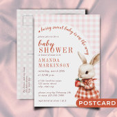 Red Checkered Garden Berry Sweet Bunny Baby Dusche Postkarte