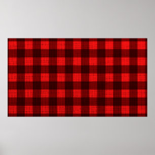 Red Checkered Gewebe Hintergrund Textur Poster