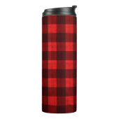 Red Checkered Gewebe Hintergrund Textur Thermosbecher (Nach links gedreht)