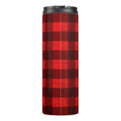 Red Checkered Gewebe Hintergrund Textur Thermosbecher (Rückseite)