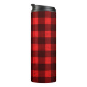 Red Checkered Gewebe Hintergrund Textur Thermosbecher (Nach rechts gedreht)