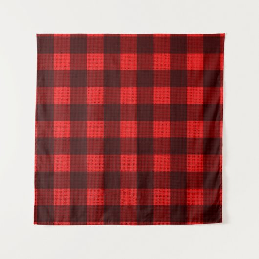 Red Checkered Gewebe Hintergrund Textur Wandteppich (Vorderseite)