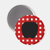 Red Checkered mit Apple-Silhouette Magnet (Vorderseite/Rückseite)