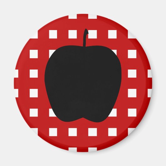 Red Checkered mit Apple-Silhouette Magnet (Vorne)