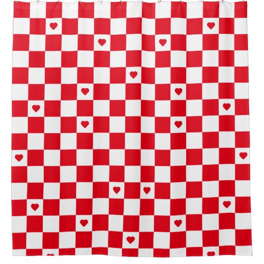 Red Checkered Pattern Background Shower Curtain Duschvorhang (Vorderseite)