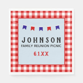 Red Checkered Tableclover Summer Picnic Party Serviette