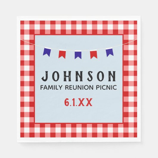 Red Checkered Tableclover Summer Picnic Party Serviette (Vorderseite)