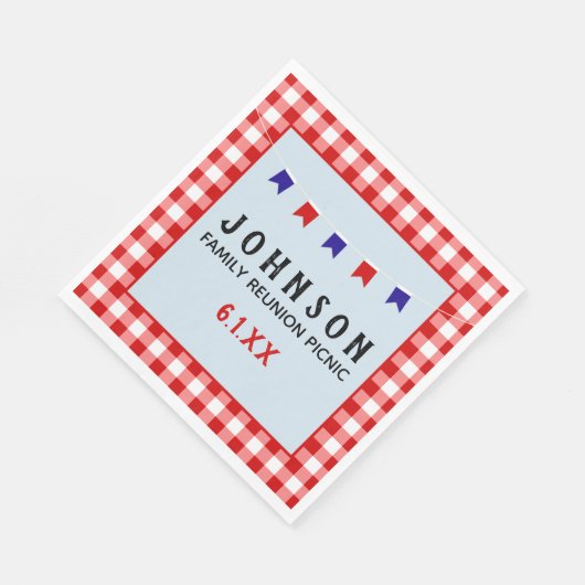 Red Checkered Tableclover Summer Picnic Party Serviette (Ecke)