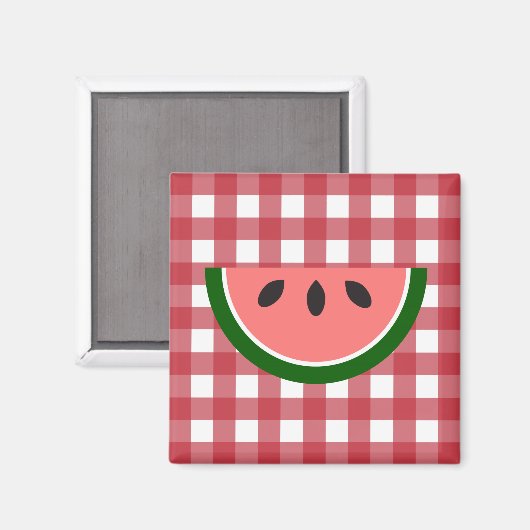 Red Checkered Watermelon Magnet (Vorderseite/Rückseite)
