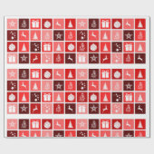 Red Checkered Weihnachtsmuster Geschenkpapier (Flach)
