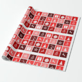 Red Checkered Weihnachtsmuster Geschenkpapier (Ungerollt)