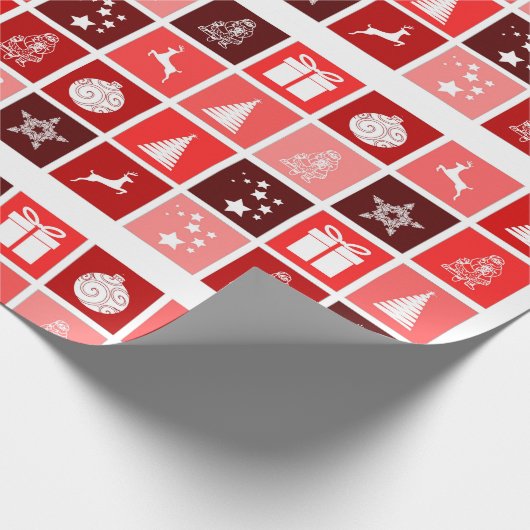 Red Checkered Weihnachtsmuster Geschenkpapier (Ecke)