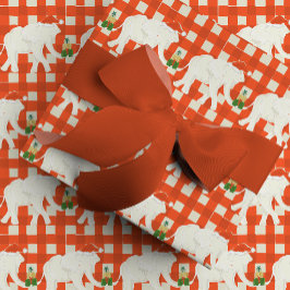 Red Checkered White Elephant Christmas Party Geschenkpapier