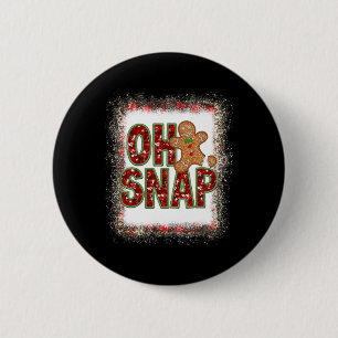 Red Cheerful Funkelnd Oh Snap Gingerbrot Weihnacht Button