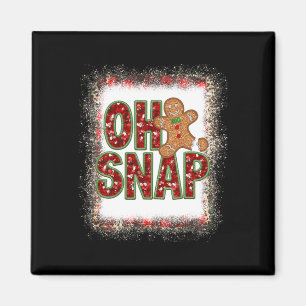 Red Cheerful Funkelnd Oh Snap Gingerbrot Weihnacht Magnet