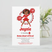 Red Cheerleader - African American Birthday Einladung (Stehend Vorderseite)